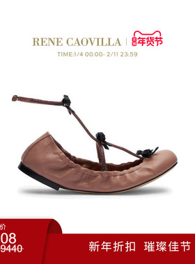 【新年折扣】RENE CAOVILLA CATERINA系列水钻蝴蝶结女士芭蕾鞋