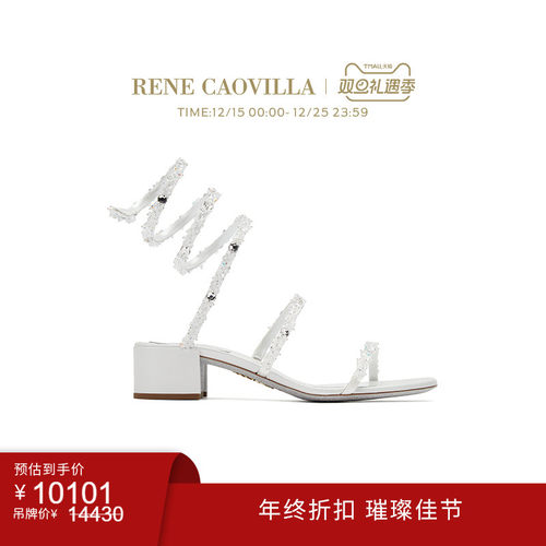 【年终折扣】RENE CAOVILLA CINDERELLA系列水钻女士粗跟凉鞋