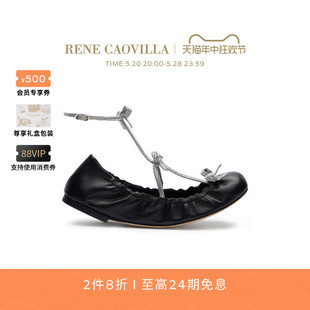 RENE CATERINA系列水钻蝴蝶结平底女士芭蕾鞋 CAOVILLA 新品