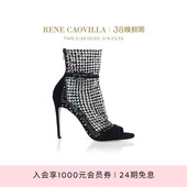 GALAXIA CAOVILLA RENE 黑色水钻细高跟女士凉鞋 礼物