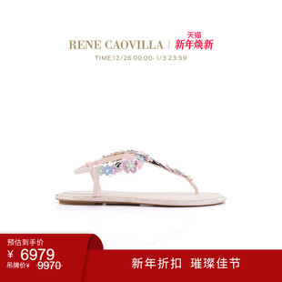 CAOVILLA RENE ROXANNE系列花朵夹趾平跟凉鞋 年终折扣