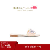 折扣倒计时 RENE CAOVILLA ROXANNE 水钻花卉女士平底凉拖鞋