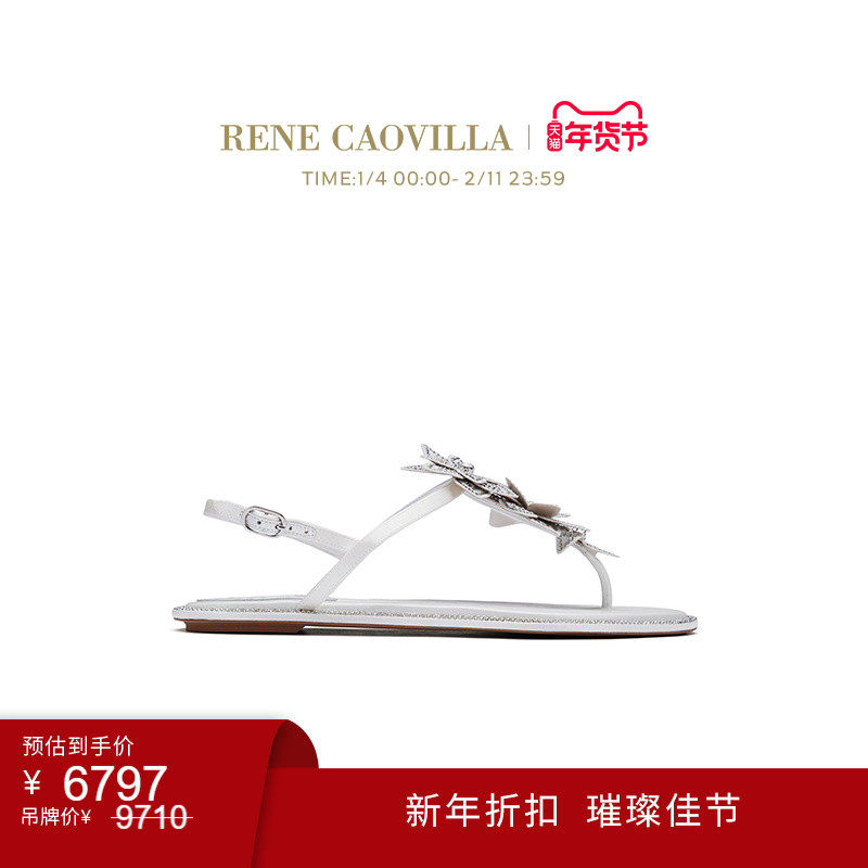 【新年折扣】RENE CAOVILLA VARIE系列水钻夹趾平底凉鞋,女鞋,时装凉鞋,淘宝优惠券,粉丝福利购,淘宝优惠卷