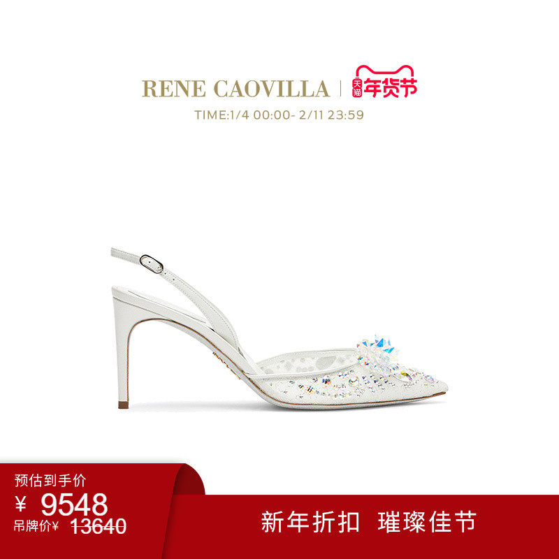 【新年折扣】RENE CAOVILLA CINDERELLA系列水钻尖头女士高跟鞋