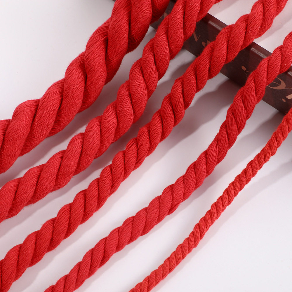 幼儿园手工编织红色麻花绳三股棉绳编织中国结红绳手工万字结线