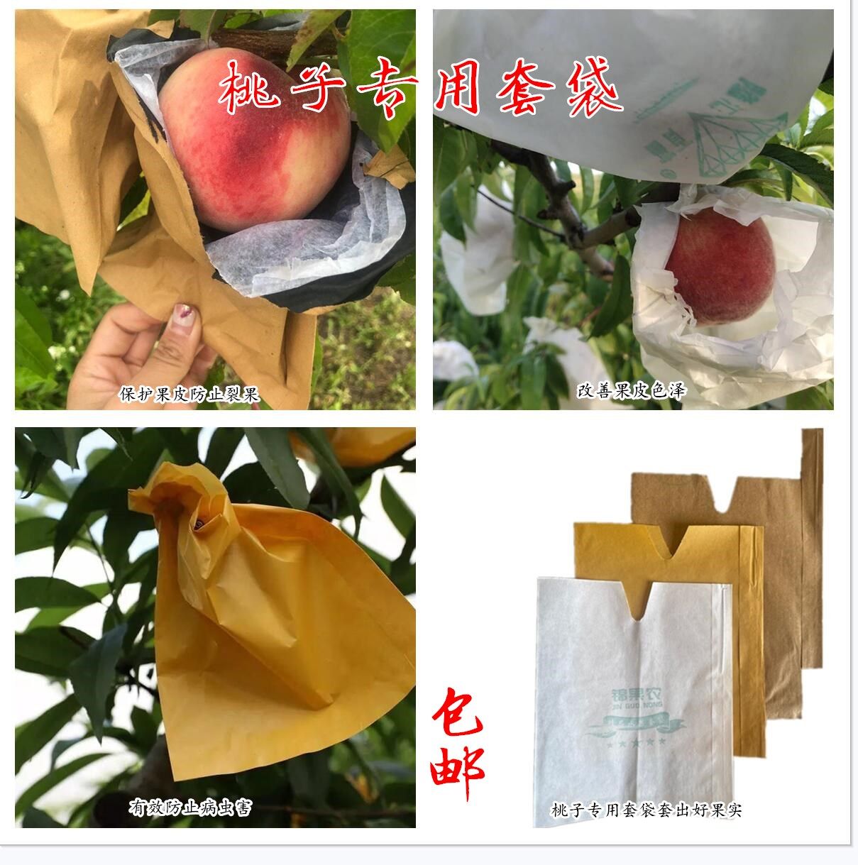 桃子套袋专用袋黄桃袋子水蜜桃纸袋冬桃袋蟠桃防水防鸟套树上果袋