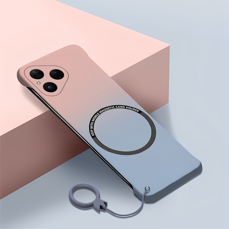 渐变色华为p80手机壳磁吸Pura80pro无边框半包超薄新款男女散热