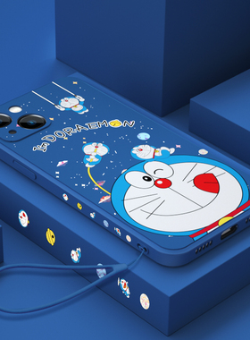 iphone13手机壳苹果13promax新款pro可爱mini液态硅胶软卡通全包防摔i十三ip迷你max保护套por女款男pm蓝适用