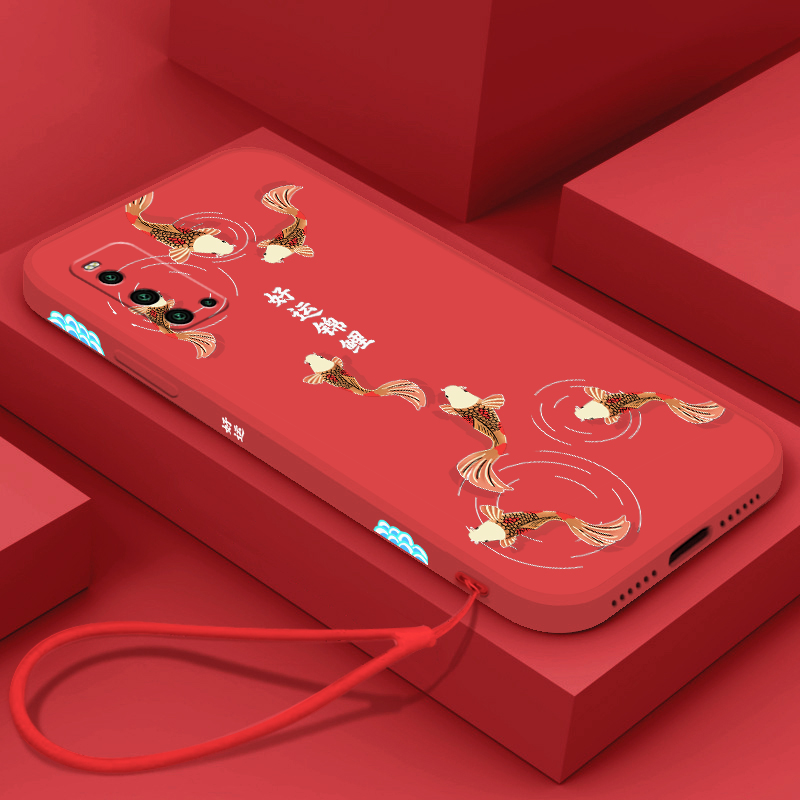新年红色vivoiqoo3手机壳iqooneo3好运锦鲤iqooz1软壳iqooz1x本命年超薄喜庆全包液态硅胶挂绳保护套男女情侣