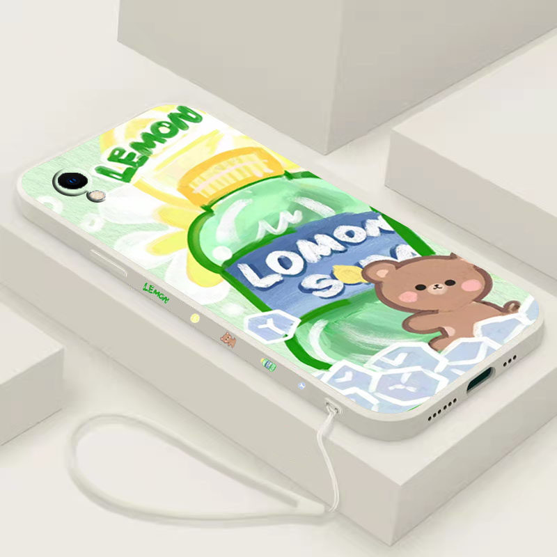 oppor9s手机壳雪碧小熊r9splus液态硅胶r9m小清新r9t带侧边r9Plus图案情侣男女潮ins个性卡通超薄防摔直边软