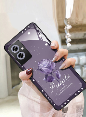 水晶玫瑰适用oppoa2手机壳新款时尚紫色创意清新a2x小众a2m全包镜头轻奢ins风套防摔男女情侣款潮牌外壳创意