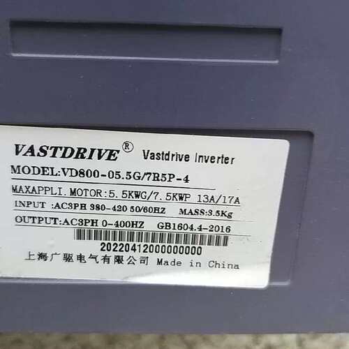 议价5.5/7.5Kw变频器， VASTDRIVE VD800-