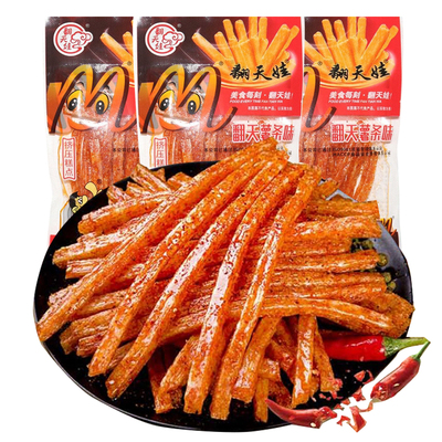 翻天娃辣条迷你翻天薯条农大辣翻天翻天娃小包散装辣条湖南批发零