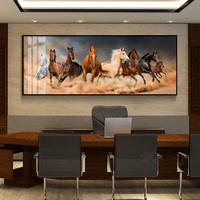 新中式八骏马客厅装饰画沙发背景墙壁画办公室酒店挂画马到成功横