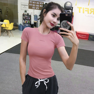 运动上衣女显瘦夏季 健身房专用t恤跑步锻炼服弹力紧身衣瑜伽短袖