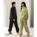 家居服男女士秋冬套装 情侣睡衣冬季 加厚加绒珊瑚绒保暖高领拉链款