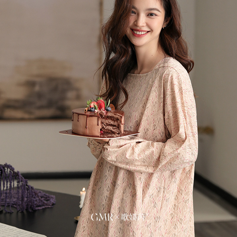 秋天睡衣女款纯棉长袖可外穿休闲套头小碎花田园风春秋家居服套装