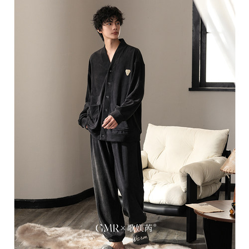 海岛绒睡衣男士冬季2025年加肥大码珊瑚绒套装加绒加厚套头家居服