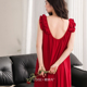 新款 女性感纯欲美背莫代尔棉家居服中长薄 结婚大红色连衣睡裙夏季