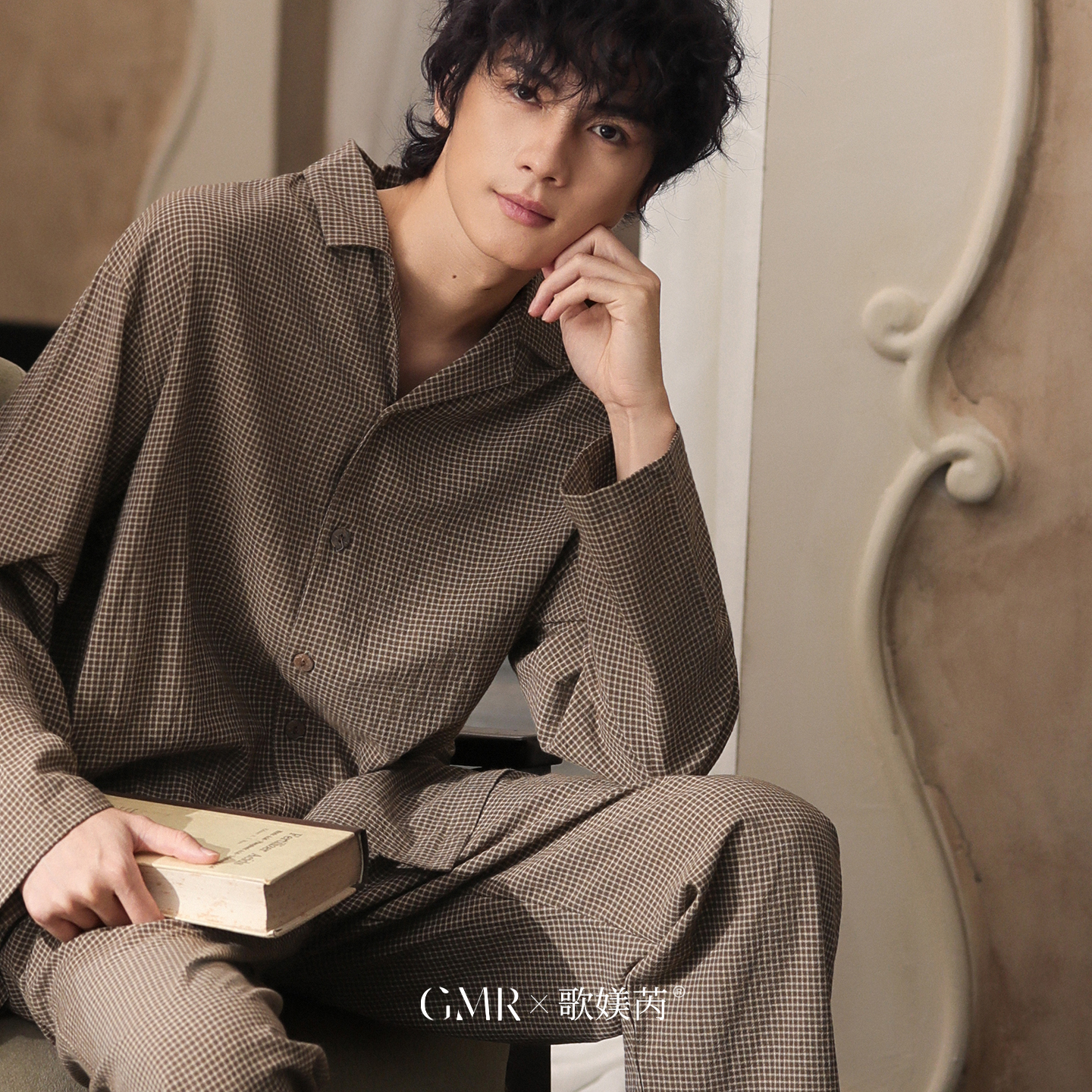 男士睡衣秋冬季梭织纯棉磨毛套装