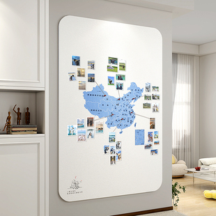 中国地图旅行足迹照片墙旅游打卡标记墙贴毛毡板世界地图墙面装饰