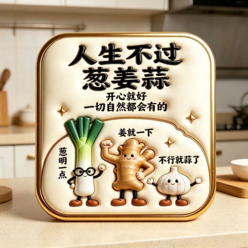 人生不过葱姜蒜亚克力磁吸冰箱贴