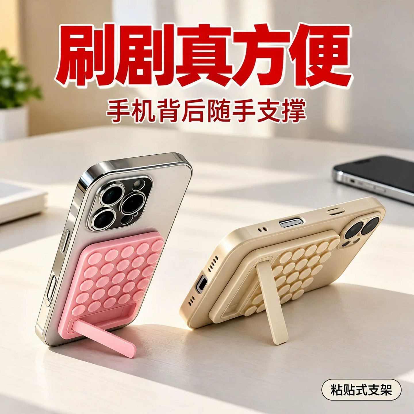 粘贴式吸盘隐形折叠手机支架