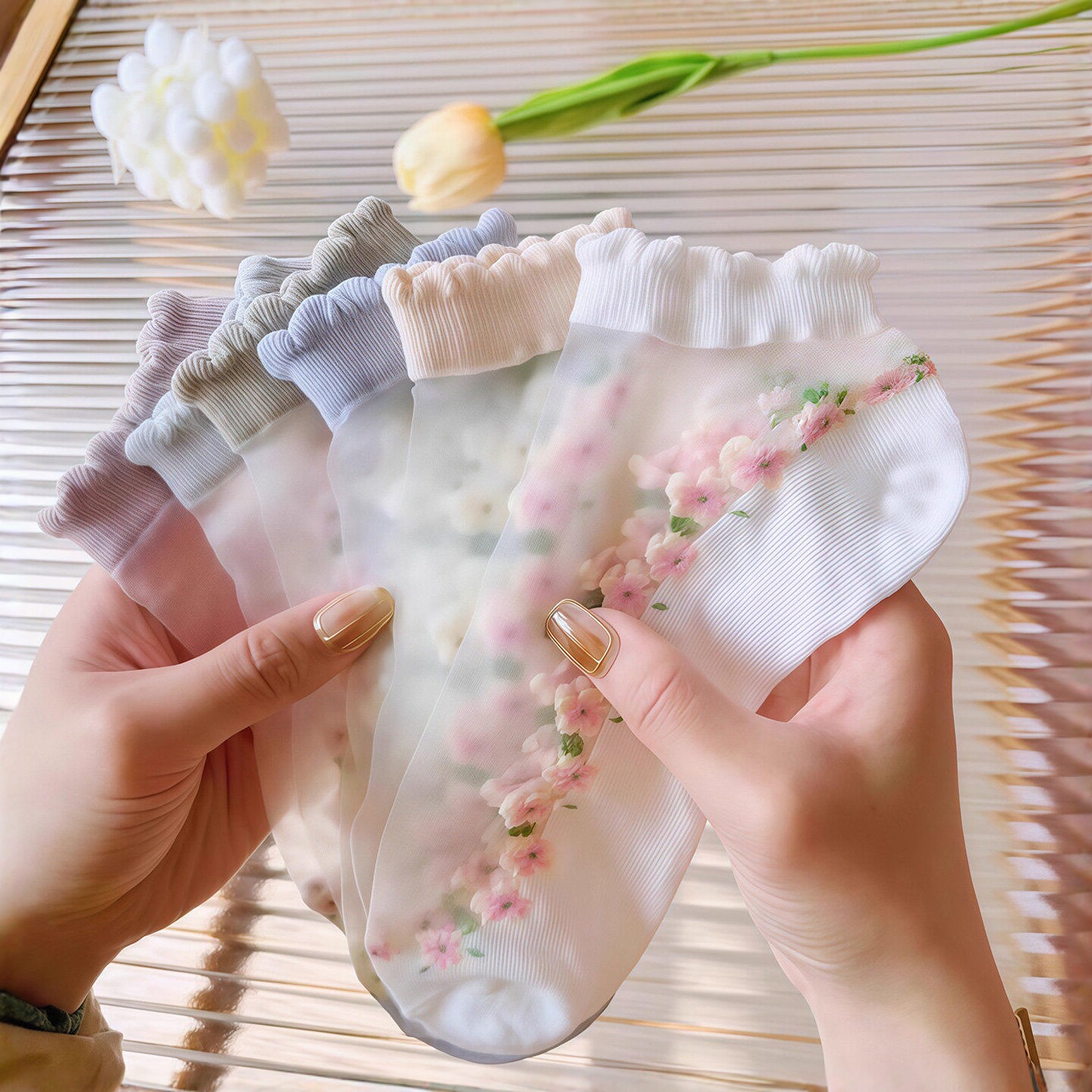 甜美玻璃丝水晶袜子女夏季薄款透气冰丝船袜浅口防滑不掉跟蕾丝袜