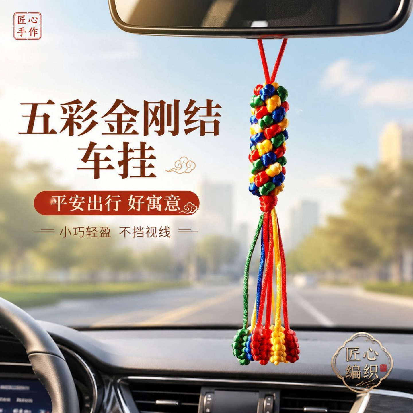 藏式纯手工五彩结格桑花转转结金