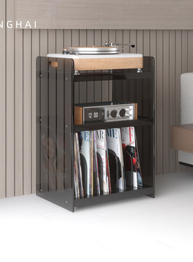 亚克力黑胶唱片柜展示架收纳盒客厅卧室CD专辑置物架书本杂志边几