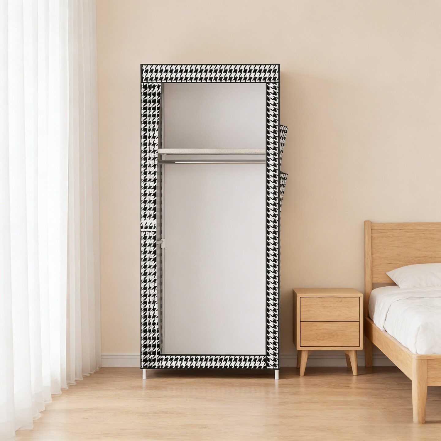 简易衣柜防尘布衣柜钢管加粗加固组装收纳布衣橱全钢架单人挂衣柜