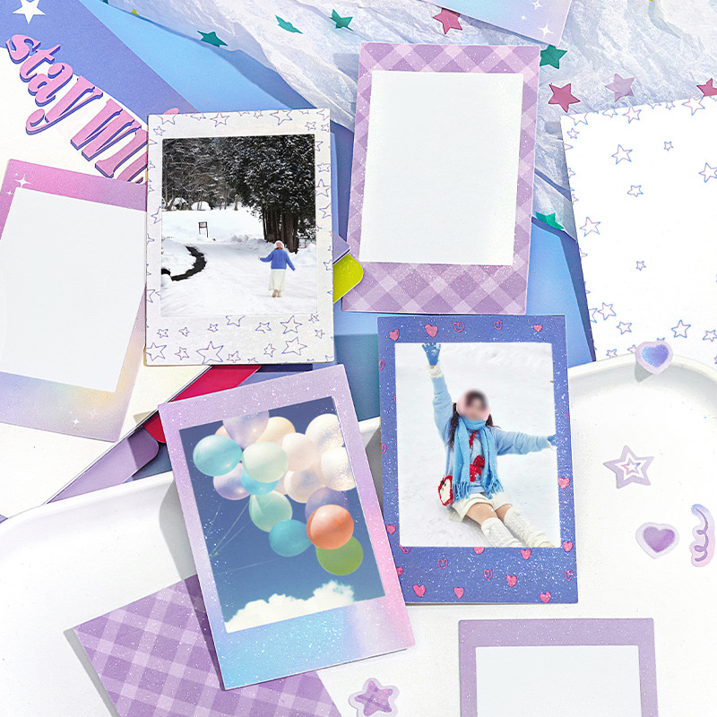 清仓 拍立得相框贴纸 缤纷噗噗彩系列 可爱彩虹边框手帐装饰打底