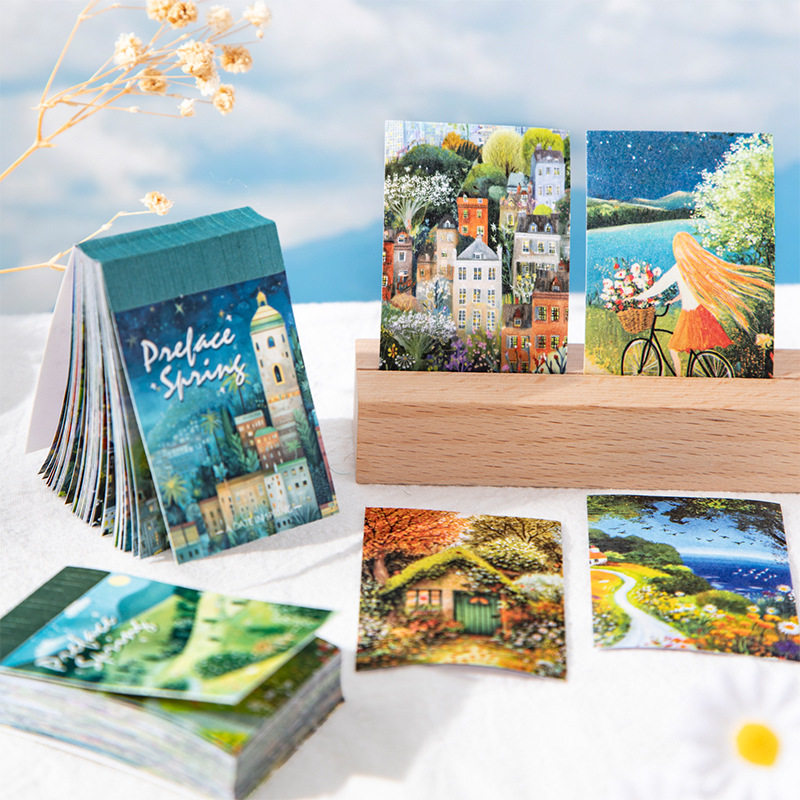 初春序章系列和纸包头本50张 风景插画手帐素材diy手机壳装饰贴画,文具电教/文化用品/商务用品,贴纸/立体贴纸,淘宝优惠券,粉丝福利购,淘宝优惠卷