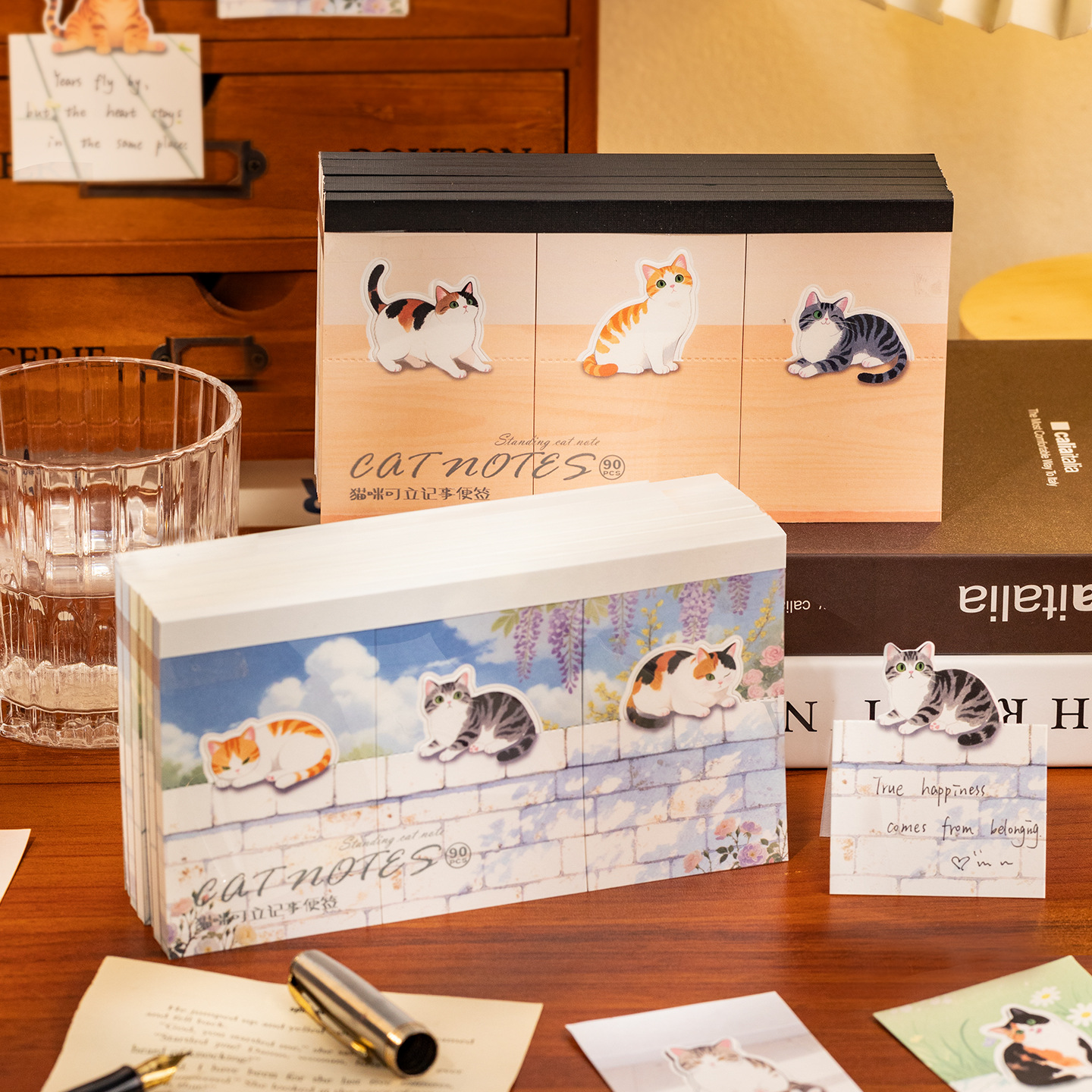 萌萌日常系列可立便签纸90张入 可爱猫咪插画手帐装饰备忘留言纸