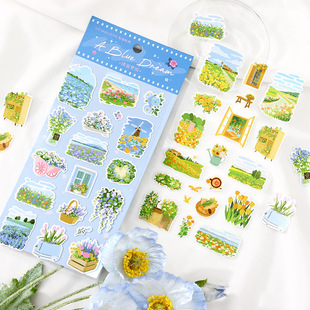 只有花知道系列合成纸贴纸 ins花卉插画手帐拼贴装饰DIY素材贴画