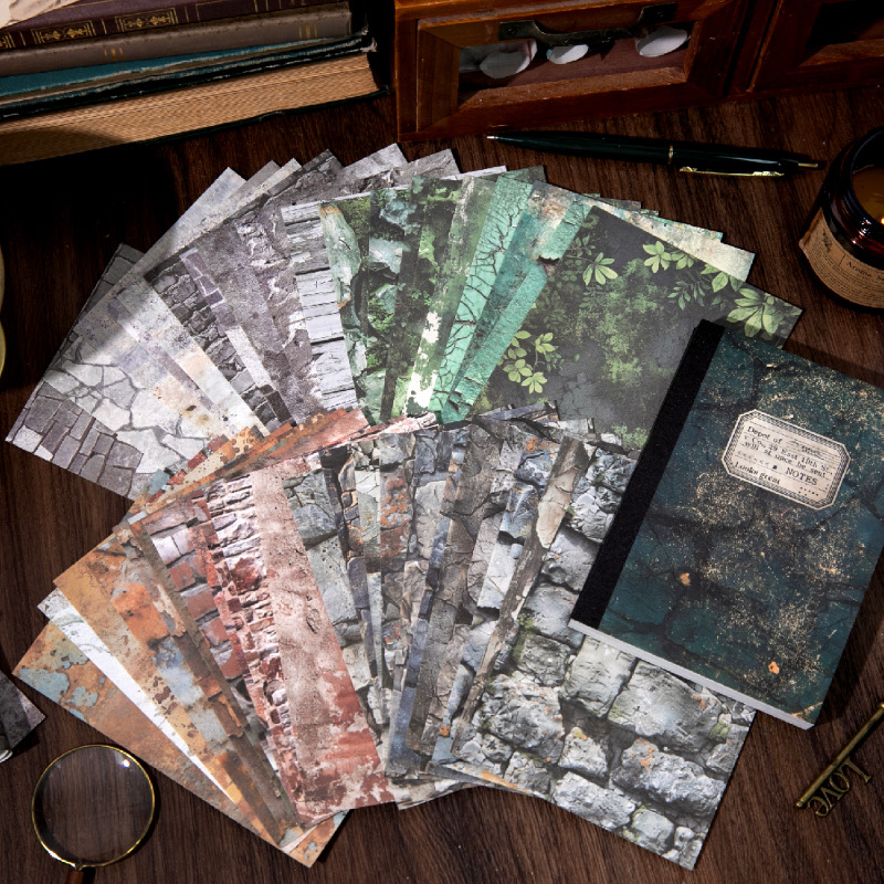 风的哲思系列素材纸本50张 复古风主题diy手帐背景拼贴装饰打底纸