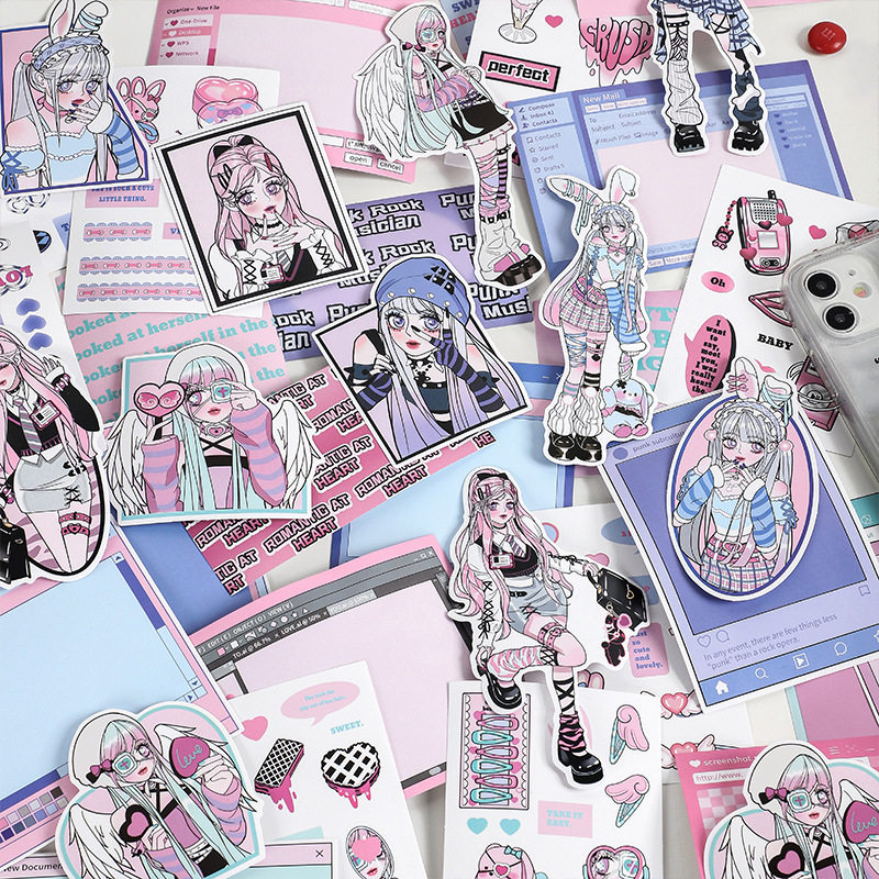 心动瞬间系列贴纸包20张入卡通漫画人物百搭手帐日记装饰素材贴画