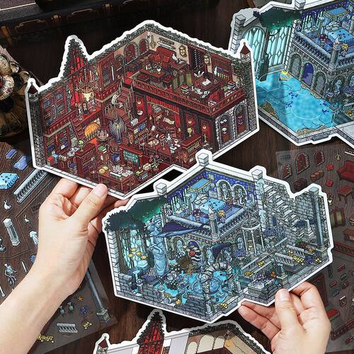我的小屋二十三弹2.5D大尺寸造景贴纸 手帐微缩场景拼贴素材贴画