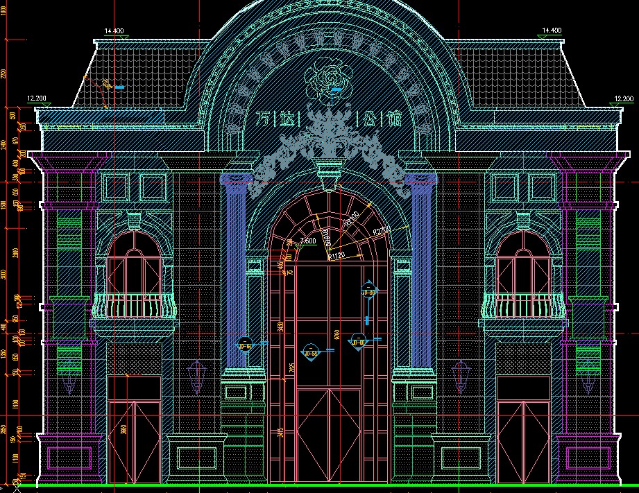 罗马柱建筑设计施工幕墙z石材GRC大理石欧式板干挂别墅CAD外立面