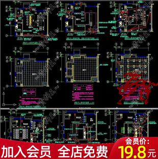 计算机网络机房弱电桥架信息点布置平面图消控中心照明CAD施工图