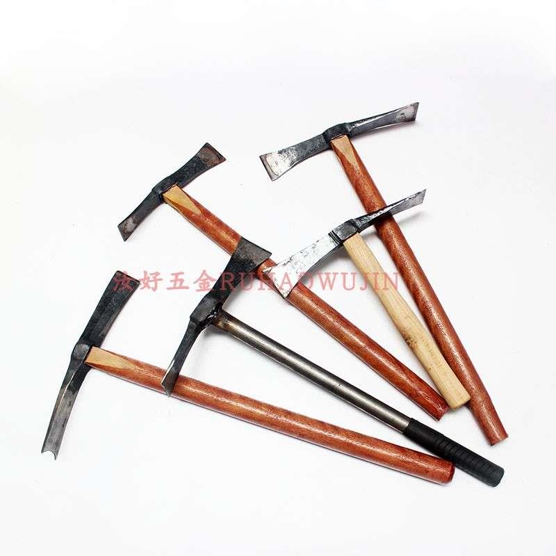 纯手工锻打轨道钢两用锄斧洋镐多功能锄挖笋采药锄头户外园林工具