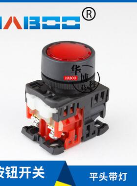 22MM带灯 10A圆形平头自复位LED按钮开关自锁按键开关AR22F0L