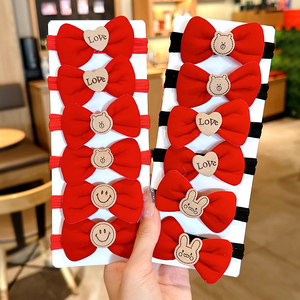 2025新年头饰儿童红色蝴蝶结发圈皮筋宝宝头绳扎马尾女童过年头饰