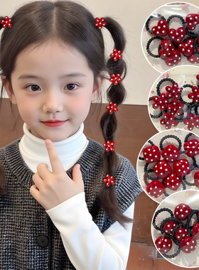 红色波点拇指发圈儿童扎小揪揪头绳皮筋宝宝女童头饰高弹力不伤发