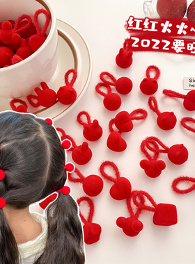 新年儿童皮筋女童橡皮筋宝宝扎头发绳红色喜庆头绳2025年新款发圈