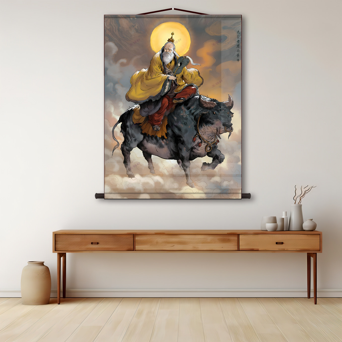 太上老君画像挂画太清道德天尊老子神像卷轴客厅玄关装饰卷轴画,家居饰品,国画,淘宝优惠券,粉丝福利购,淘宝优惠卷