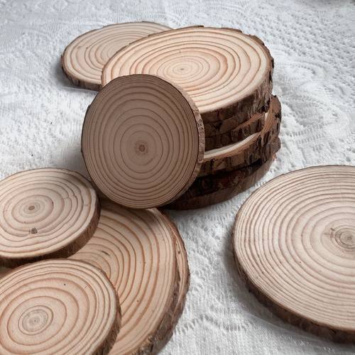 圣诞树底座配件原木年轮圆形木片杯垫ins防烫隔热垫拍照装饰材料