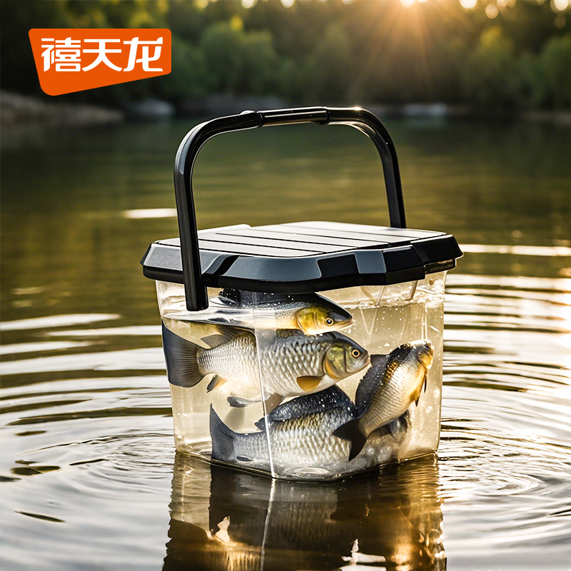 钓箱钓鱼打水桶旅行小水桶带盖便携式野钓专用加厚活鱼箱