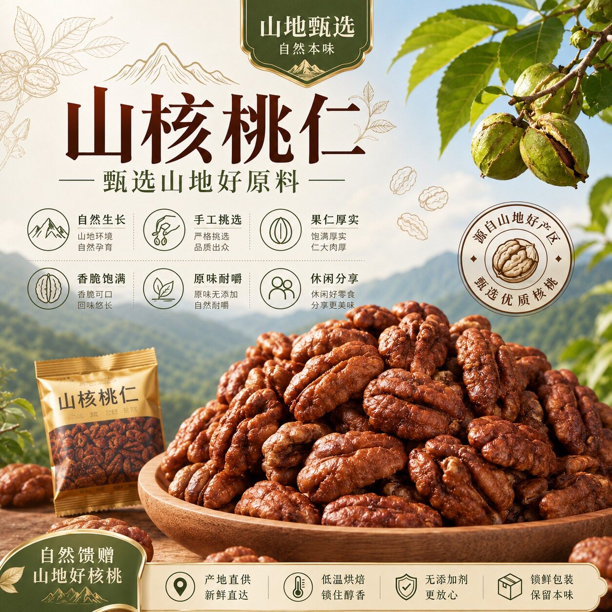 2026新货山核桃仁小包装官方旗舰店野生无糖无添加坚果孕妇可吃