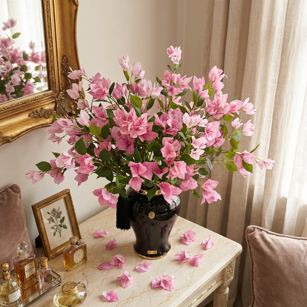 三角梅仿真花餐桌花艺装饰摆件